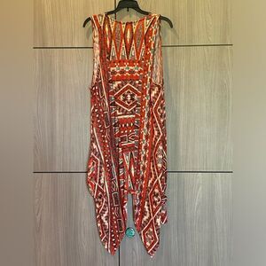 Orange Vest Duster Kimono Size Medium